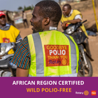 Rotary congratulates African region on becoming wild poliovirus-free