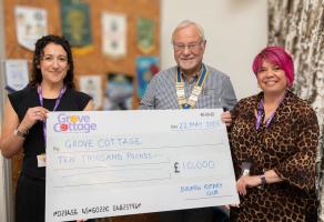 Talk from and Donation to Grove Cottage on 22/5/25
