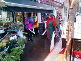 Father Xmas outside Molly's Florist