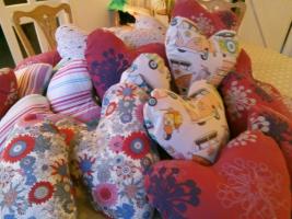 Hand-made heart shaped cushions delivery