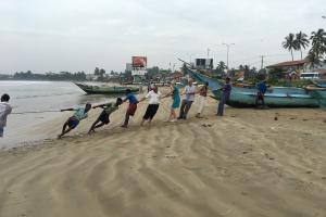 Helping with the Fishing nets