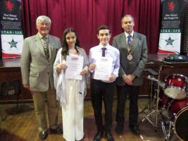 The winners from this years competition, Emily Jolly and Phillip Davies with President John Benbow and organiser Roger Howells