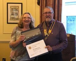  President Ian presented Past President Anne with a Paul Harris Award.   Very well done Anne, so well deserved your energy and commitment to Rotary and its principles shines through in everything you do.