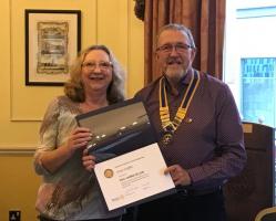 President Ian presented Past President Anne with a Paul Harris Award. Very well done Anne, so well deserved your energy and commitment to Rotary and its principles shines through in everything you do.