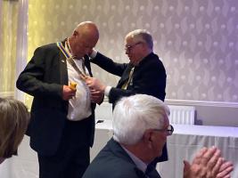 2021-2022 President Peter Jones handing over the Presidency to 2022-2023 President Paul Hodgkinson 