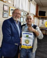 President Ian attended the Rotary Club of Peterborough in South Wales Australia and reported " It was amazing just how like Bronte the club is. I immediately felt at home. Banners exchanged with President Willie.