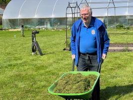 Clive - Taking the grass cuttings from the Walled Garden to the compost area