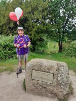 Chris at start of Offa's Dyke, near Chepstow.