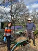 Richard and Maria at the Allotment - with Maggie behind the camera.