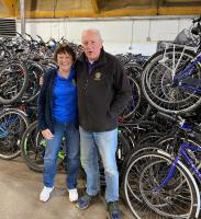Jackie and Bob with their latest haul of bikes