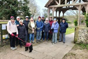 The group photo taken outside Bishopstone Church