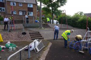 Treowen playground clean-up