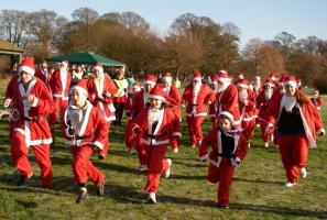 Theyr'e Off!  Family fun runners set off in glorious winter sunshine.