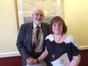 Jayne Biggs accepting our Community Service Award from President Martin Keable