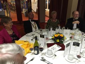 President David with Linda on his left and Anne Wheatley on his right at the black tie dinner