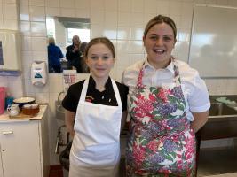 Lacey on the left and Jessica on the right before the cooking started.