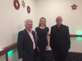 Club Vice President Nigel Wunsch with special guests Father Paul Morton and Anna Heywood