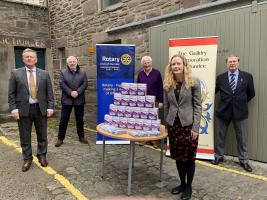 Professor Mackenzie in foreground with members of our Rotary Club and the Guildry