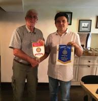 Banner exchange with Ukraine Rotary Club-Chernivtsi 