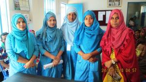 Nurses  assisting in setting up the breast cancer screening program