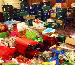 The mountain of finished hampers before first deliveries have been made