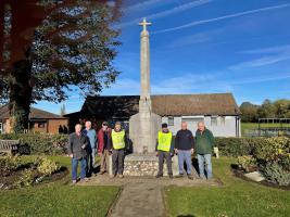 Rotarians making the War Memorial look as fine as it should, ahead of Remembrance Sunday 2021.