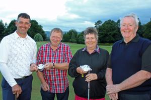 Picture shows Rotary President Gordon Steele (2nd R)  with the winning Blacknest team (L to R) Mark Lockhart, Rosie Brown and Robert Haddow. Missing from this line-up is Blacknest"™s Ellen Wright 