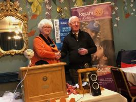 Rhona and Bill with his Paul Harris for contributions to Rotary Foundation.