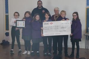 Members of Year 6 South Malling Church of England Primary school with President Ann Reed and Darren Glover, Education Officer, East Sussex Fire and Rescue