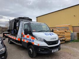 Formby's Carol Wagon being collected for repair.