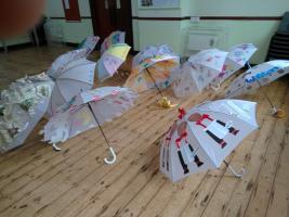 Our umbrellas are displayed during the Carnival parade.