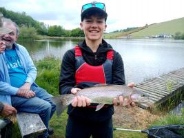 young fisher holding their catch