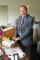 Cutting the cake.