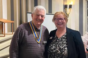 Our President Roger Simmons with District Governor Jane Mordue