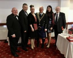 President Kenny Finnie with Kenny Wilson, Bill McCloy, Yvonne Waring, Yvonne Finnie and Robert Johnston