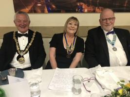 The Ceremonial Mayor of Hartlepool,Cllr Brian Cowie;President of Rotary Hartlepool,Mrs.Jane Tilly and District Governor of Rotary 1030-North East-Steve Rose,obviously enjoying the Evening.