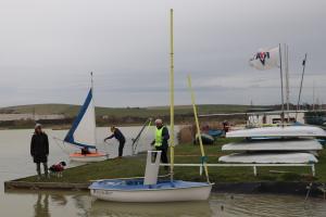 Launch of the boat at Piddinghoe Lake by Clive Livingstone