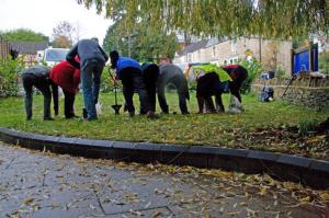 Crocus Planting outside Williams Food Hall