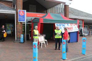 Testing station set up at Tesco Guildford