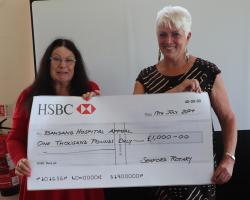 Immediate Past President Mandy Davis presenting Anita Smith MBE, MRG with the President’s donation