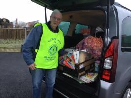 Terry Harrison pictured with the donated books
