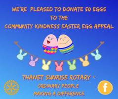 Banner notice regarding donation of easter eggs to a local organisation