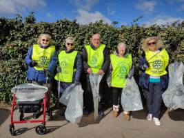 Club Members litter picking in Domneva Road (and some side roads) outside Westgate and BIrchington Golf Club  which we use for our meetings.