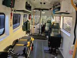 Inside  a converted Ambulance