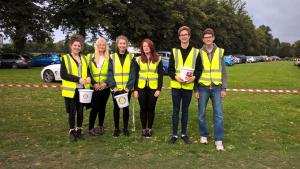 Left to right: Amy Crookall , Abi Pass , Katherine Langley, Gemma Maynard, Mason Pretorius and Phillipe de Frenchou.