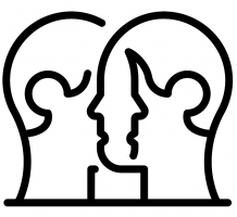 Outlines of two heads next to each other
