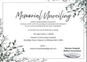 NEWTON HOSPITAL WELFARE ASSOCIATION-MEMORIAL UNVEILING