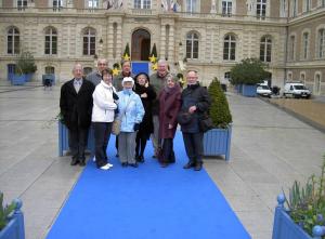 Outside the Marie with our French hosts