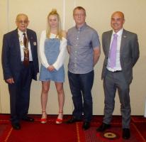 Jessica with President Tony, father Ian and teacher Mark