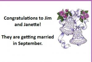 Congratulations to Jim and Janette